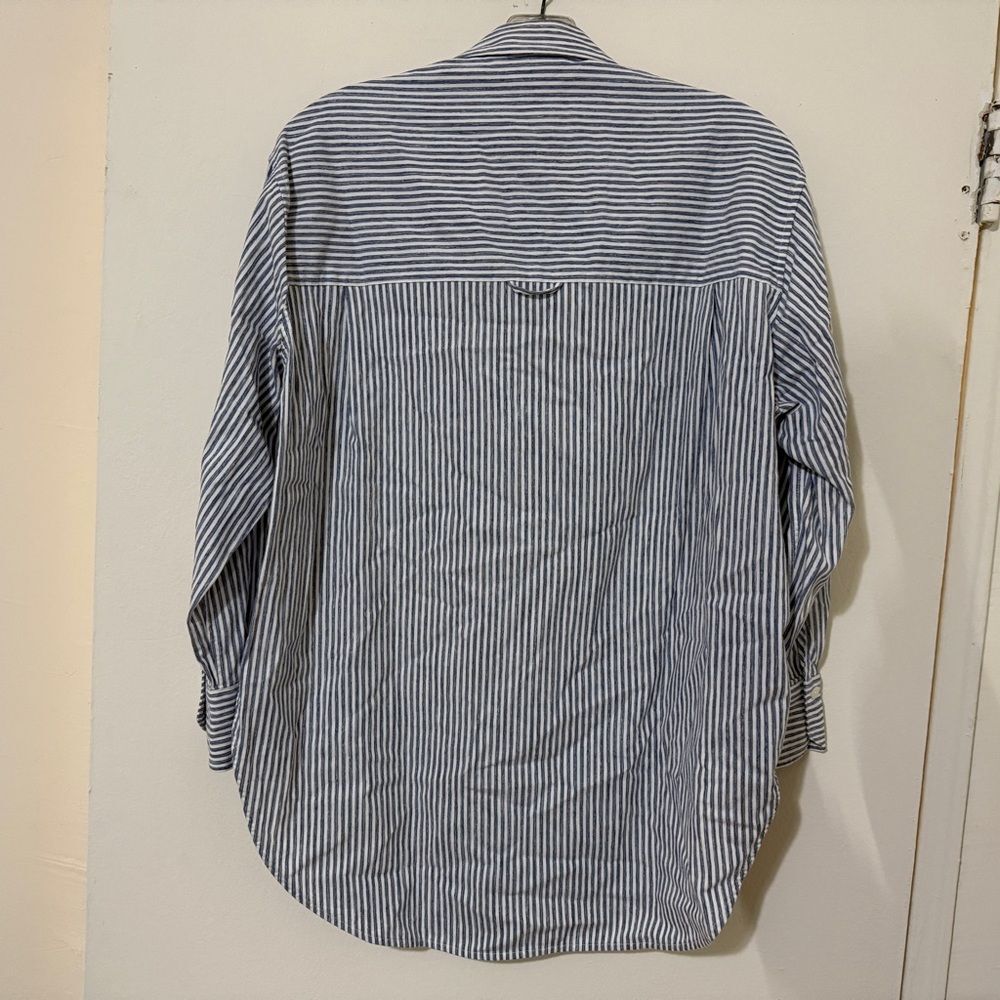 Vince Oversized space dye striped button down Minimalist Coastal Beachy - Picture 3 of 9